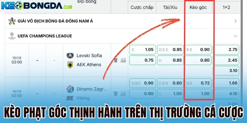 Kèo phạt góc thịnh hành trên thị trường cá cược