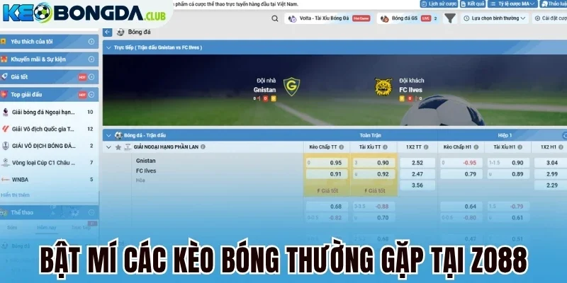 Bật mí các kèo bóng thường gặp tại Zo88