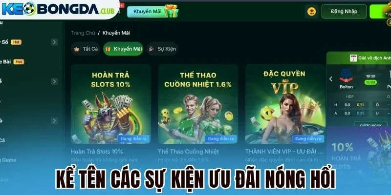 Kể tên các sự kiện ưu đãi nóng hổi