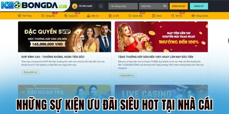 Những sự kiện ưu đãi siêu hot tại nhà cái