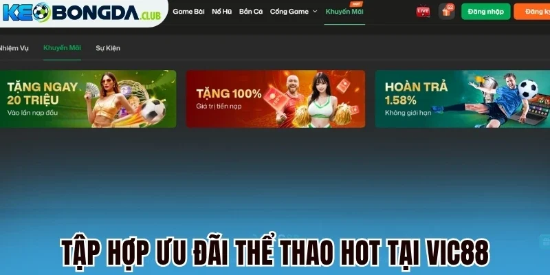 Tập hợp ưu đãi thể thao hot tại Vic88